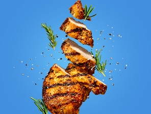 Grilled chicken with herbs and spices.
