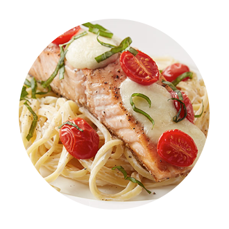 Caprese Salmon Over Pasta