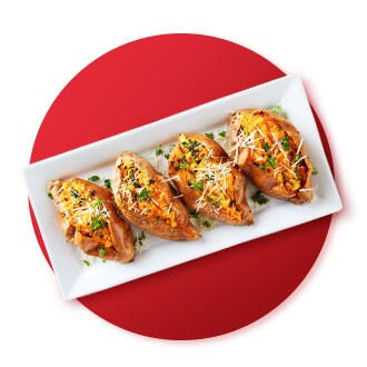 Cheesy Twice Baked Sweet Potatoes with Spinach