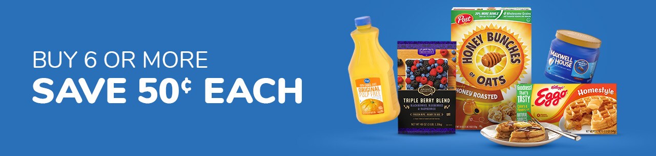 Buy 6, Save $.50 each
